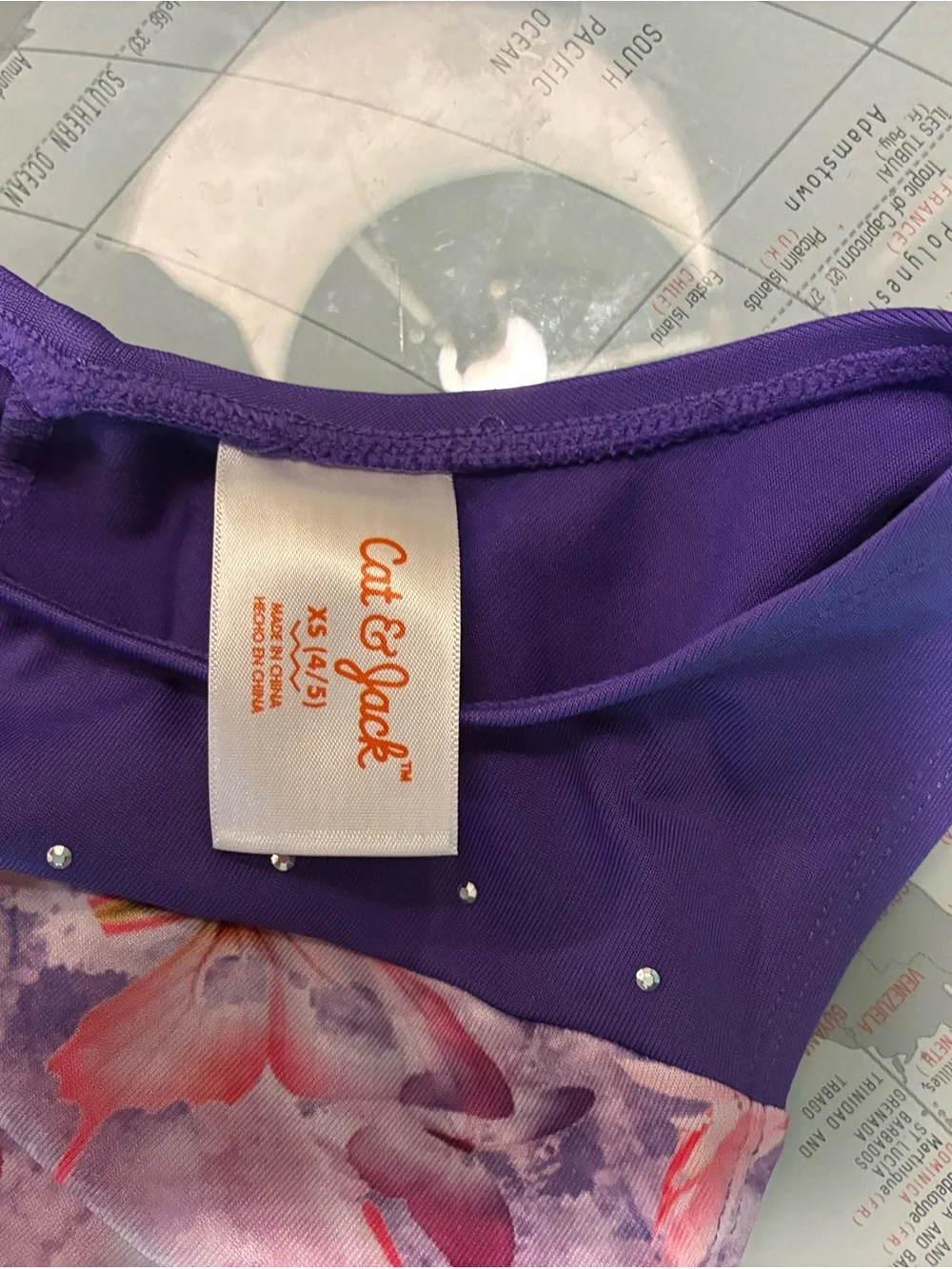 Cat & Jack Girl’s Purple Butterfly Dance Leo One Piece Wicking NWT XS 4/5